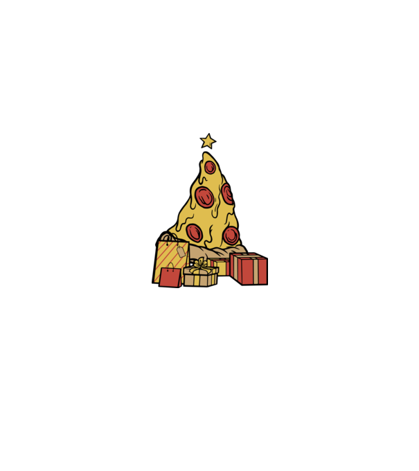 Pizza pom de Crăciun model albastru închis pe tricou