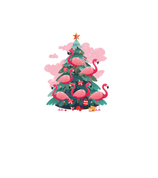 flamingo pom de Crăciun model negru pe tricou