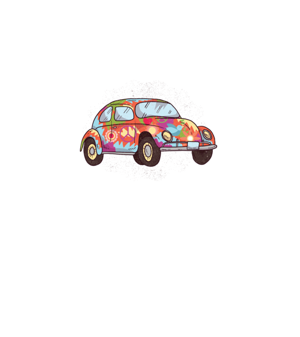 Hippy Beetle Volkswagen model turcoaz pe tricou