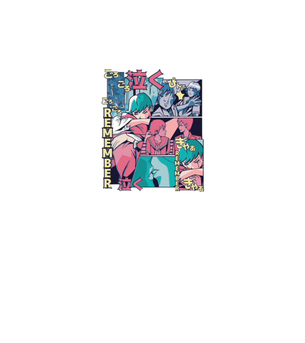 Anime Vaporwave benzi desenate model alb pe tricou