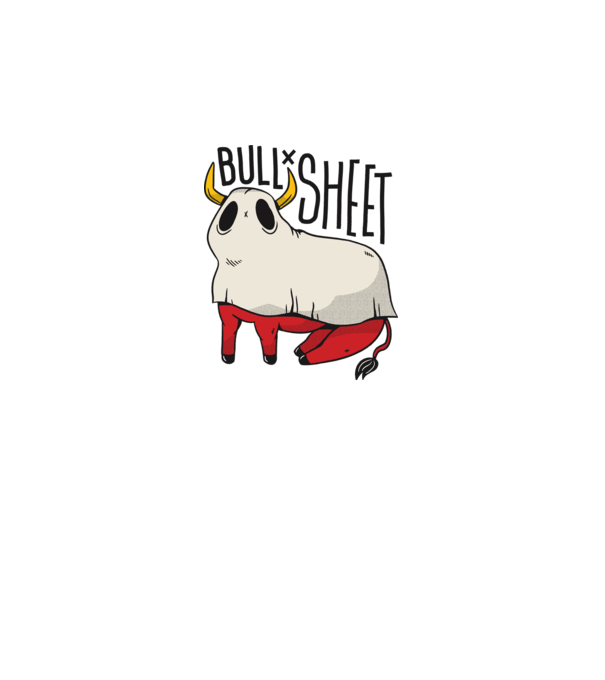 Bull sheet model alb pe tricou