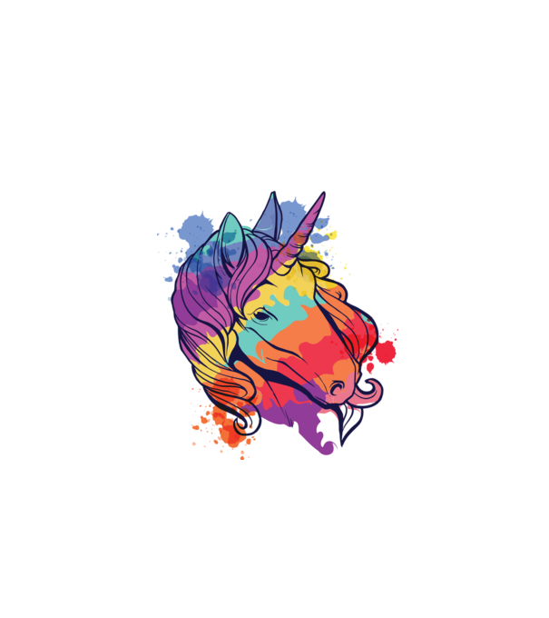Curcubeu colorat Unicorn tricou model alb pe tricou