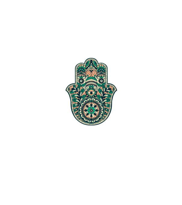 Mână Hamza - Mâna lui Dumnezeu Mandala model alb pe tricou