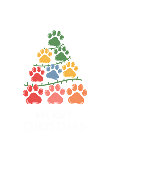 Merry Christmas Paws Negru model negru pe tricou