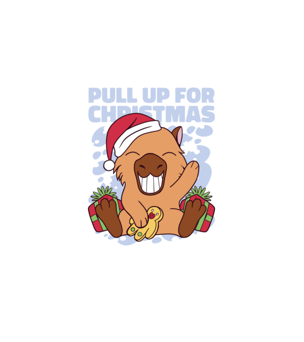 Pull up for christmas Capybara model alb pe tricou