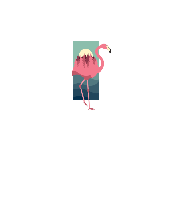 Flamingo Design model alb pe tricou