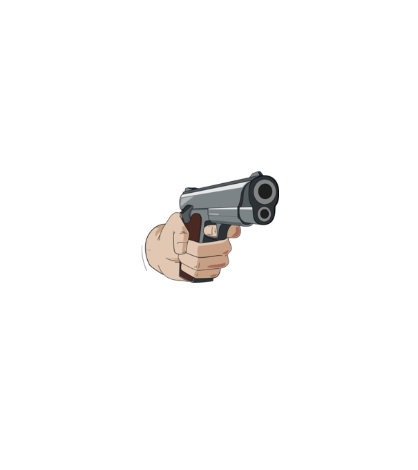 Pistol model alb/roșu pe tricou