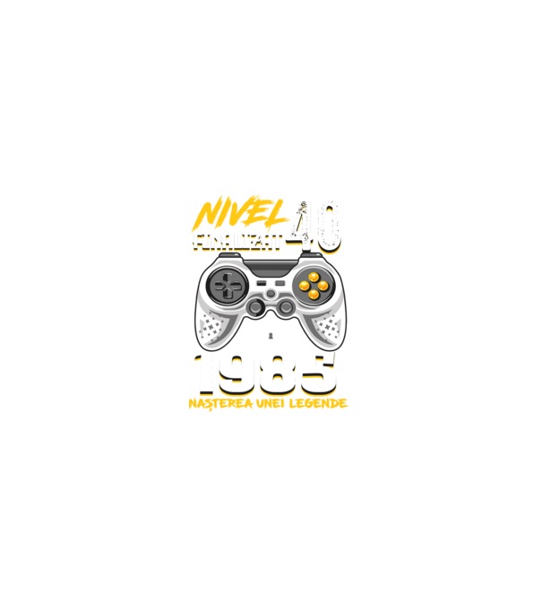 Nivel Finalizat 40 1985 model negru pe tricou