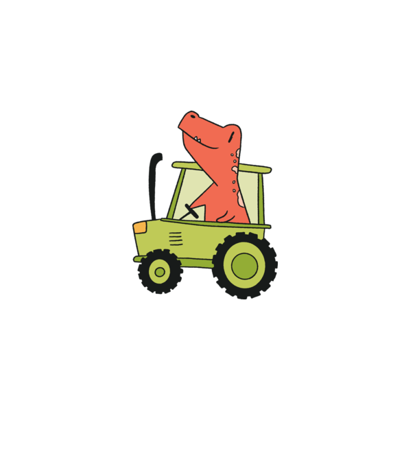 Tractor dinozaur model gri pe tricou