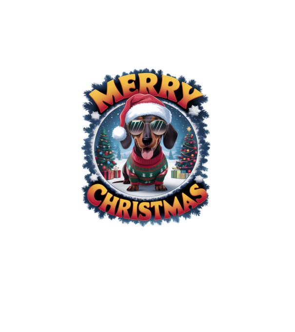 Merry Christmas Teckel model alb pe tricou