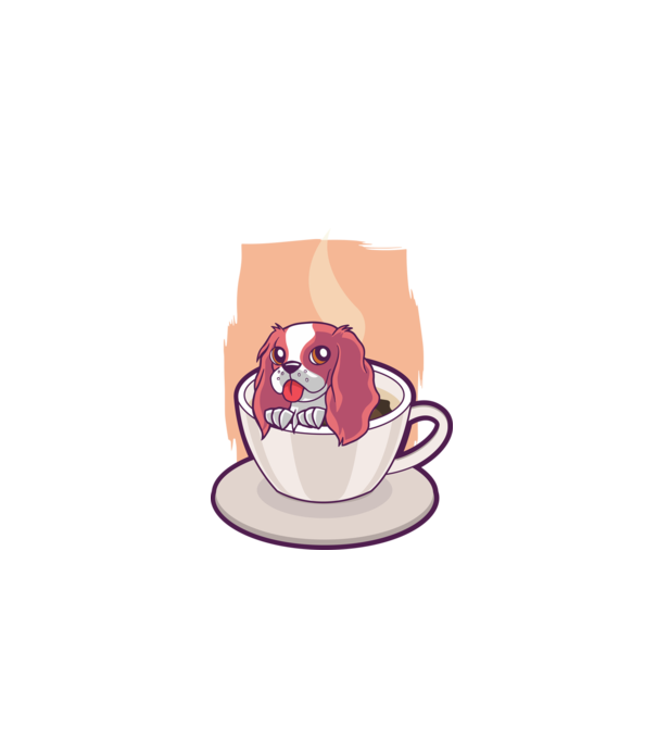 Cafea câine model albastru închis pe tricou