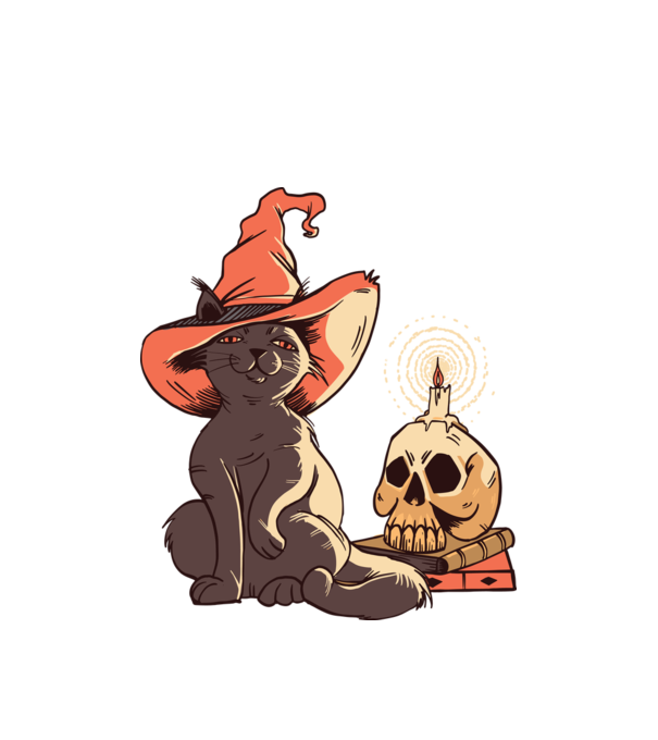 Pisică Halloween model alb pe tricou
