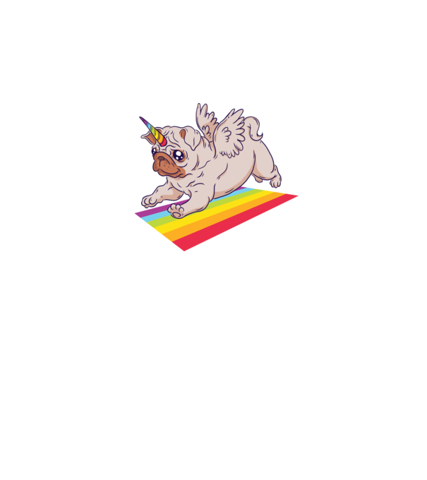 Mops unicorn model negru pe tricou