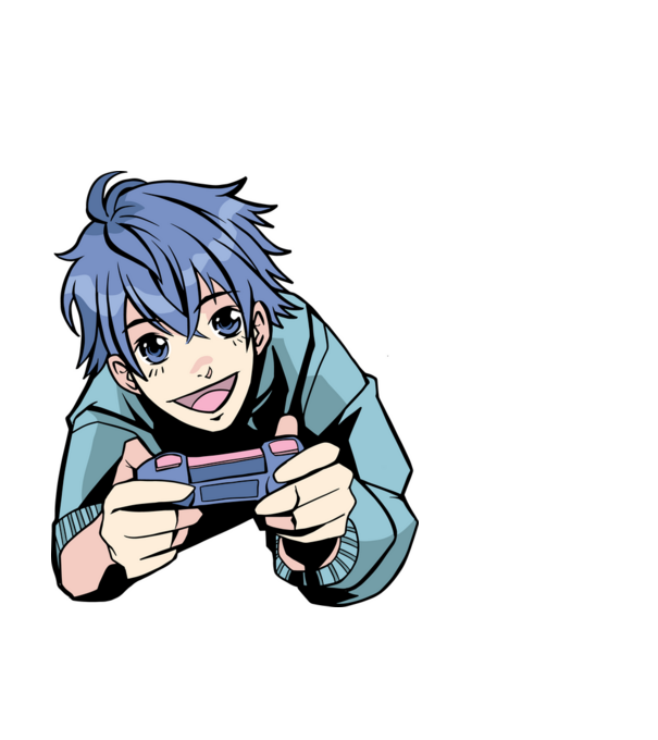 Anime băiat Gamer model alb pe tricou