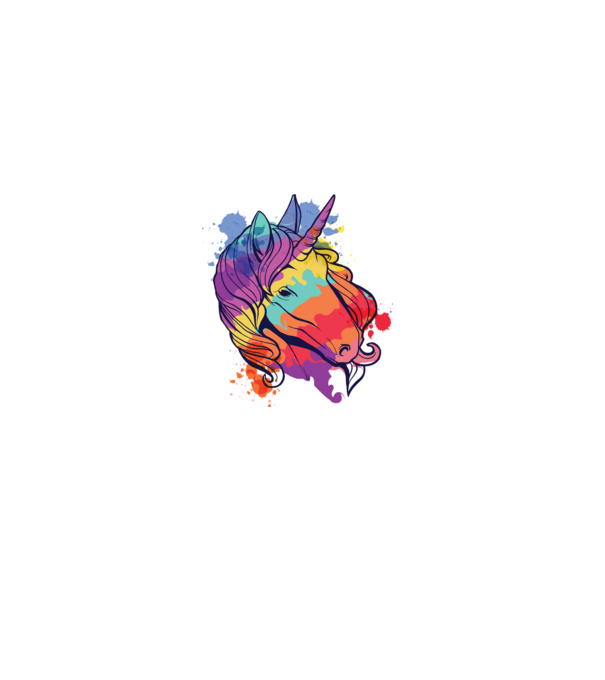 Curcubeu colorat Unicorn tricou model alb pe tricou