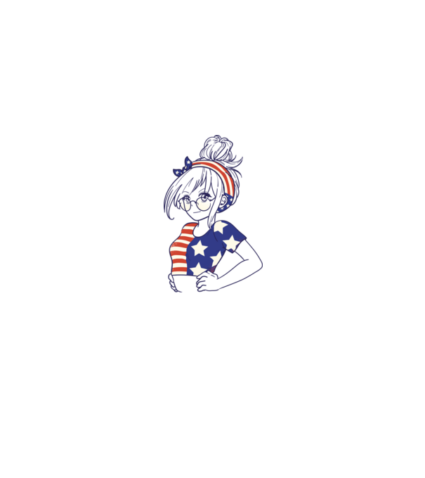 fată Americană Anime model alb pe tricou