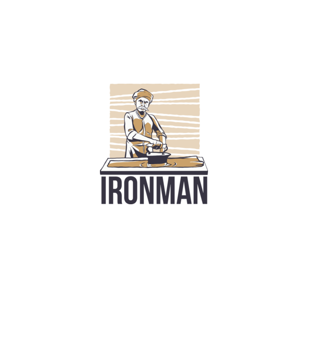 Ironman Om care calcă (montează metal) model alb pe tricou