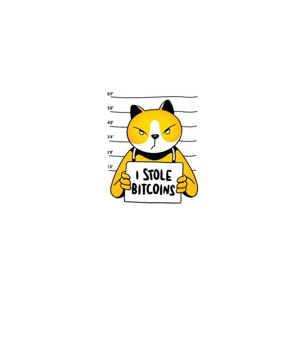 Pisică hoață Bitcoin model gri pe tricou
