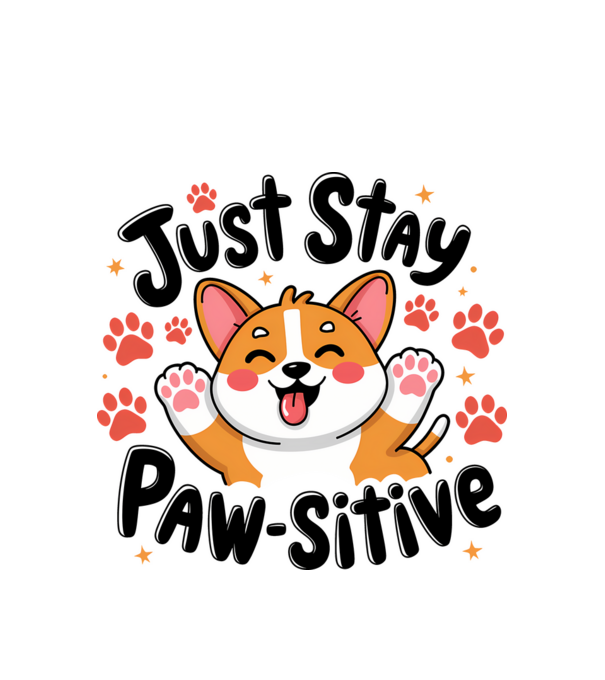 Just Stay Paw-sitive Alb model alb pe tricou