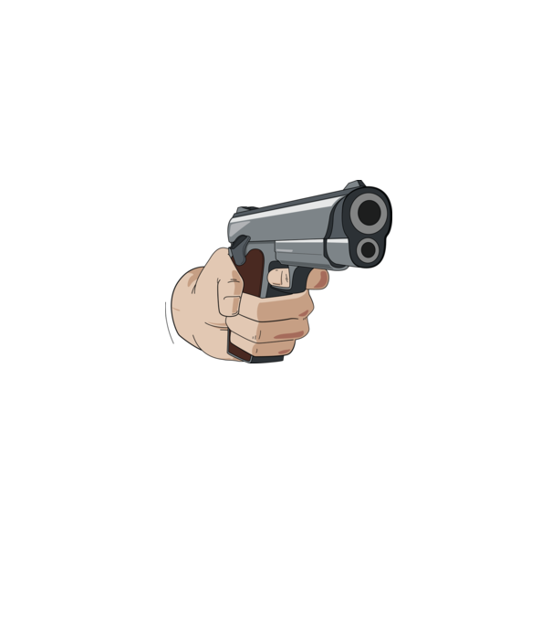 Pistol model albastru jeanși pe tricou