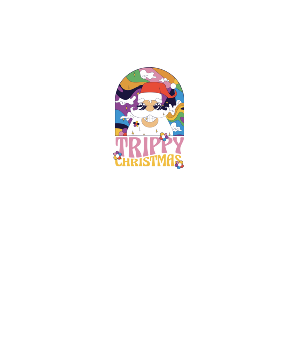 Trippy Christmas model negru pe tricou