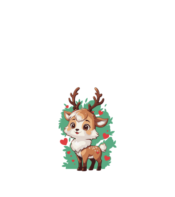 Valentine Deer model alb pe tricou