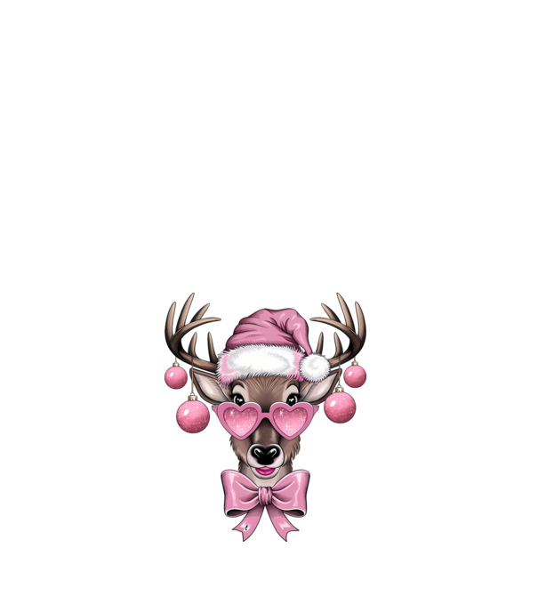 Pink Xmas Reindeer model alb pe tricou