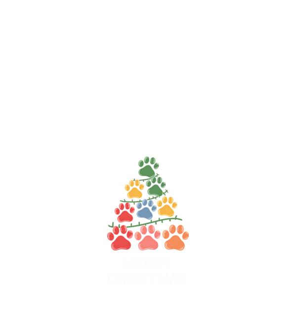 Merry Christmas Paws Negru model alb pe tricou