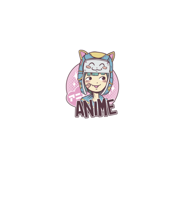 Fată drăguță Anime model albastru închis pe tricou