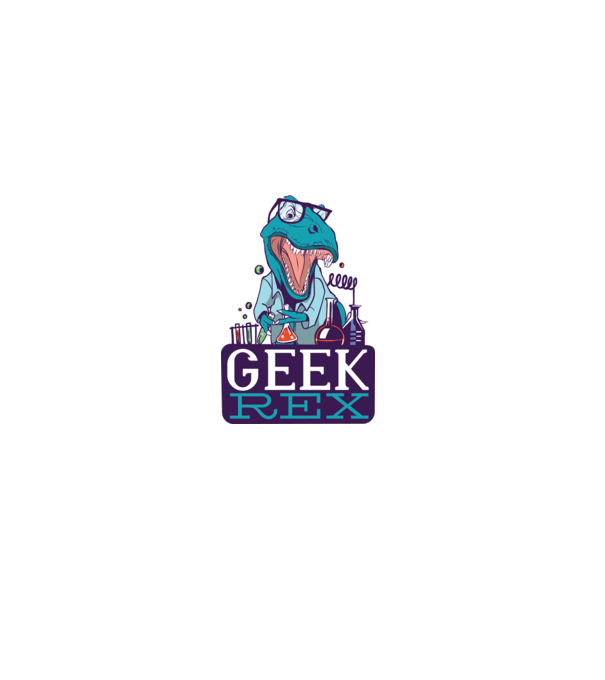 Geek Rex dinozaur tricou model negru pe tricou