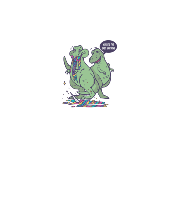 T-rex a mâncat unicornul model alb pe tricou