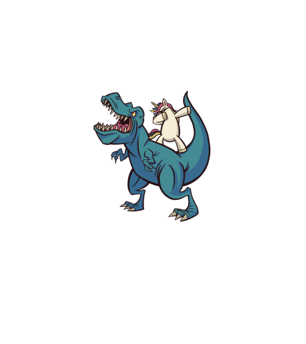 Unicorn DAB T-rex model gri pe tricou
