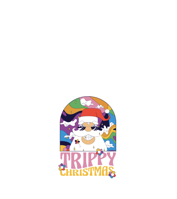 Trippy Christmas model alb pe tricou