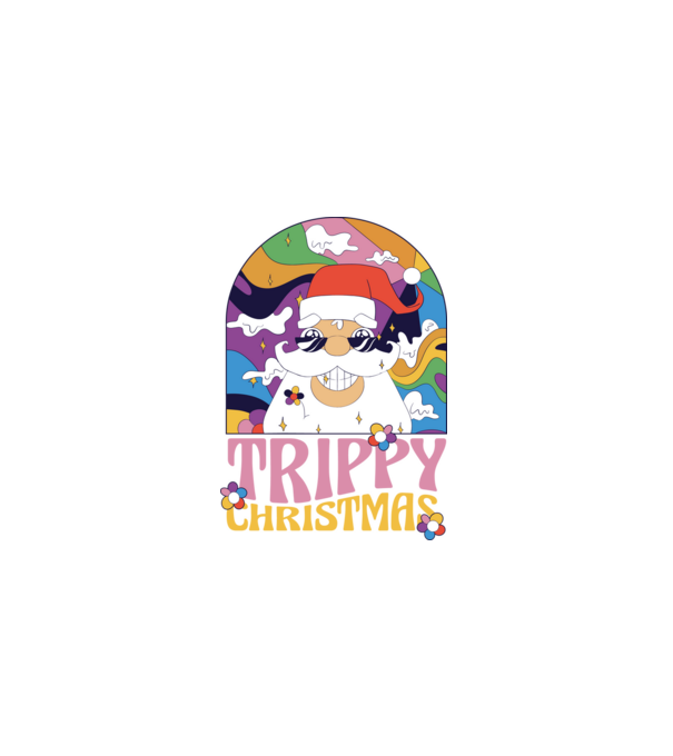 Trippy Christmas model negru pe tricou