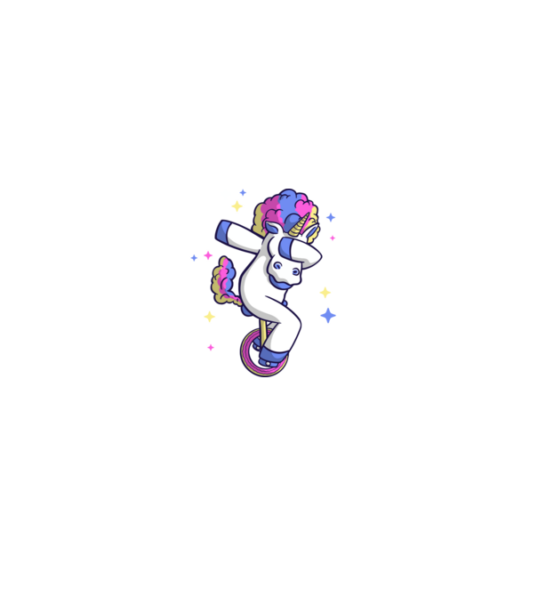 Unicorn pe monociclu model negru pe tricou