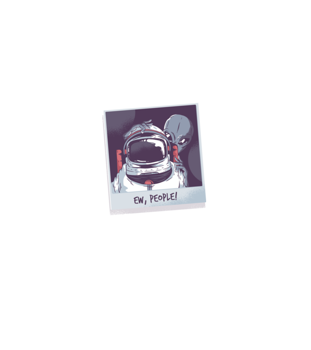 Ew, Oameni - Astronaut cu extraterestru model negru pe tricou