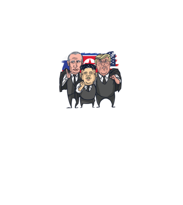 Trump, Putin, Kim - trei prieteni buni model alb pe tricou