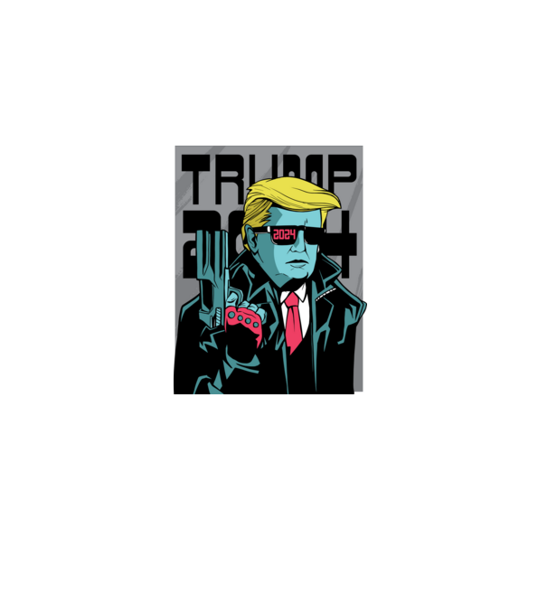 Trump Terminator 2024 model negru pe tricou