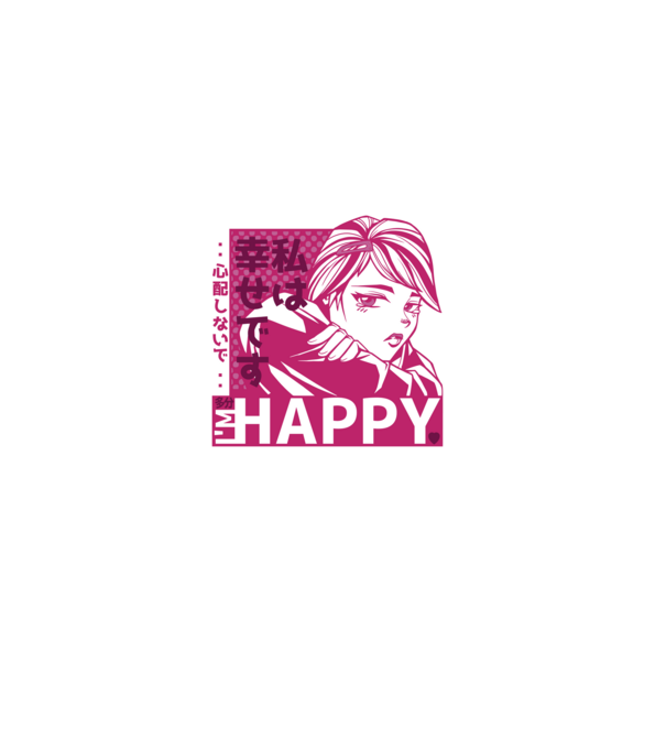 'I''m happy fată Anime antisocială' model albastru închis pe tricou