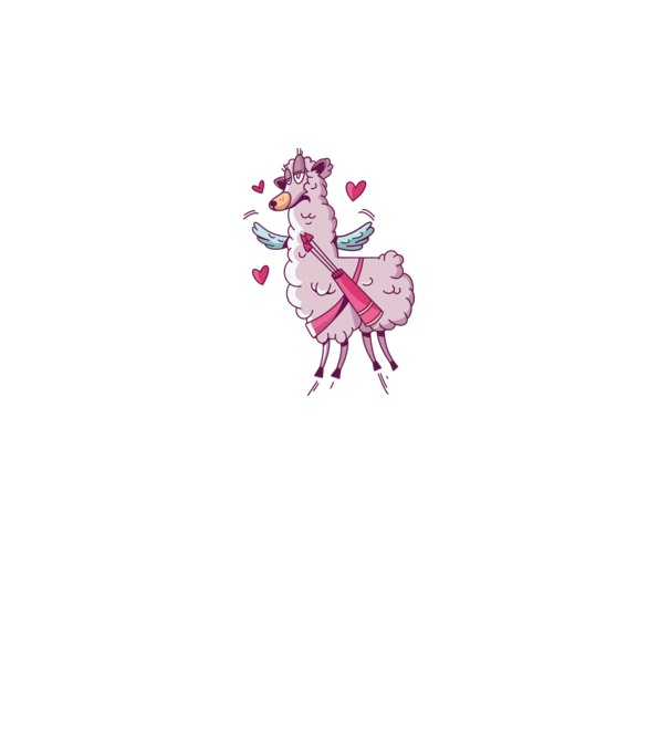 'Dragoste Llama pentru Valentine''s Day' model alb pe tricou