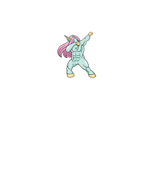 Unicorn Body Building DAB model alb pe tricou