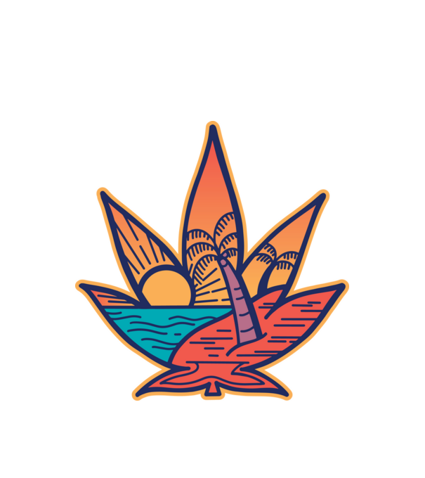 Apus de soare Frunză de marijuana model alb pe tricou