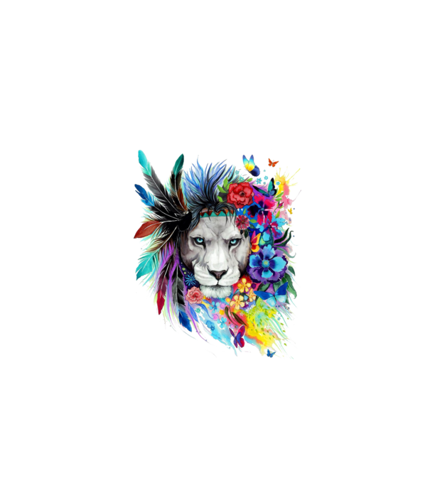 lion color jungle model alb pe tricou