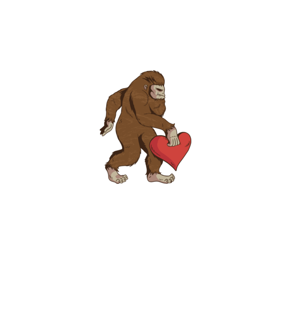 Bigfoot Yeti cu inimă model alb pe tricou