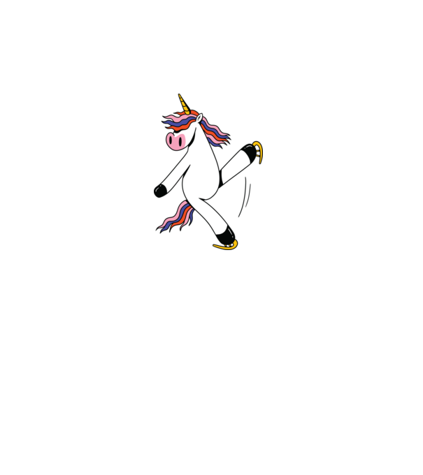 Unicorn cu Patine model alb pe tricou
