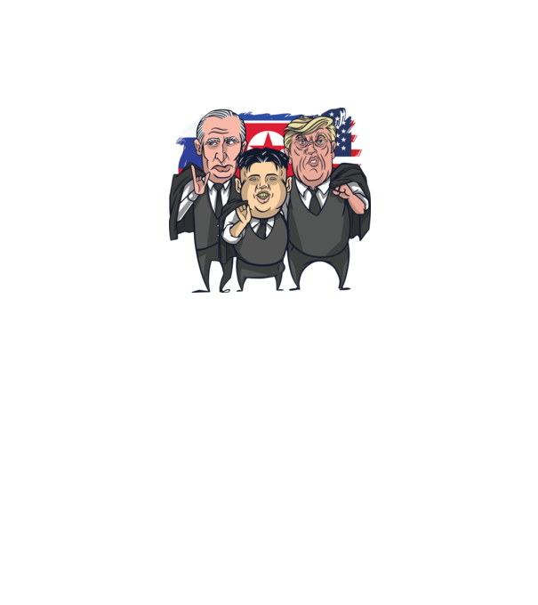 Trump, Putin, Kim - trei prieteni buni model alb pe tricou