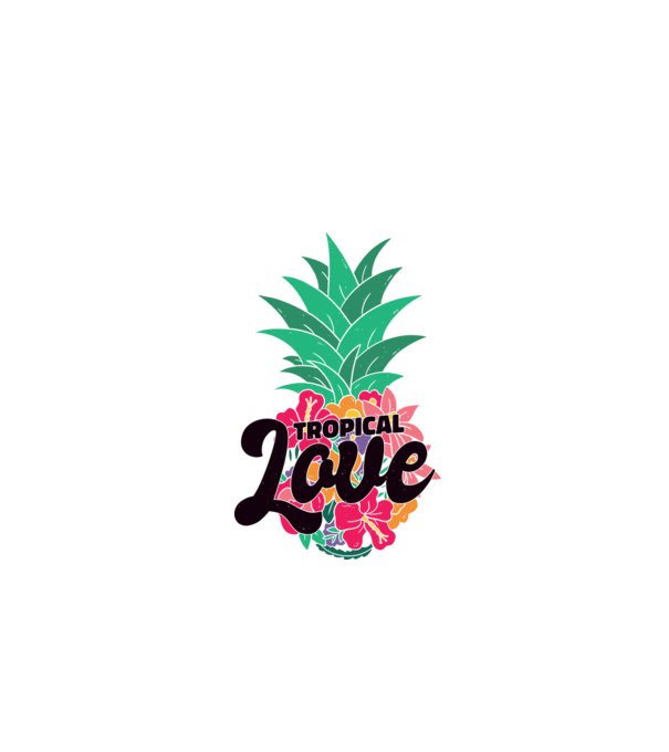 Ananas Tropical Love model alb pe tricou