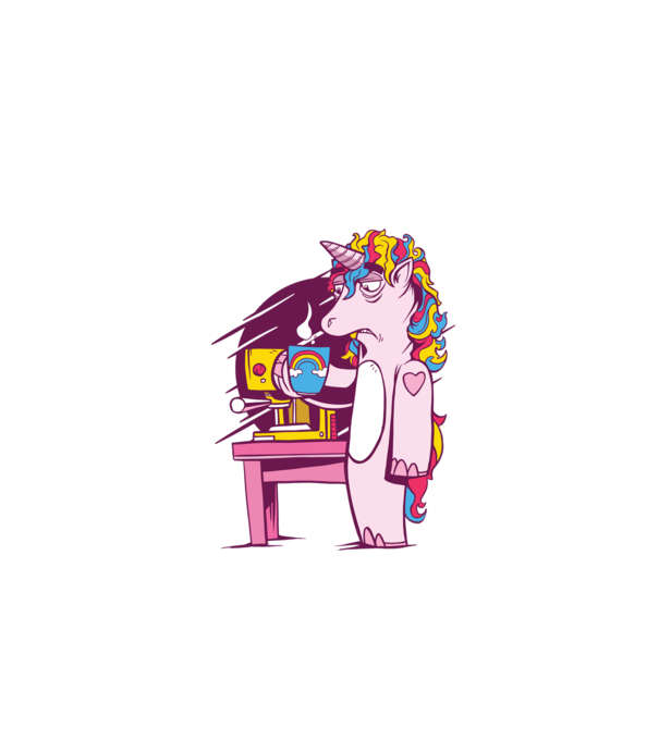 Unicorn Cafea model alb pe tricou