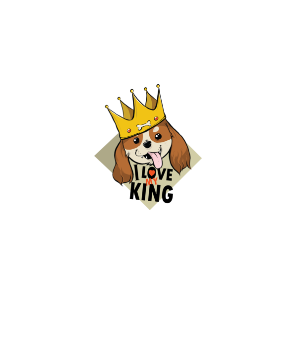 I love my king - Cavalier King Charles tricou cu câine Cocker Spaniel model albastru închis pe tricou