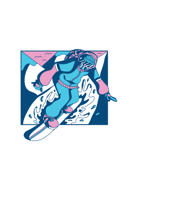 Snowboarder cool model albastru deschis pe tricou